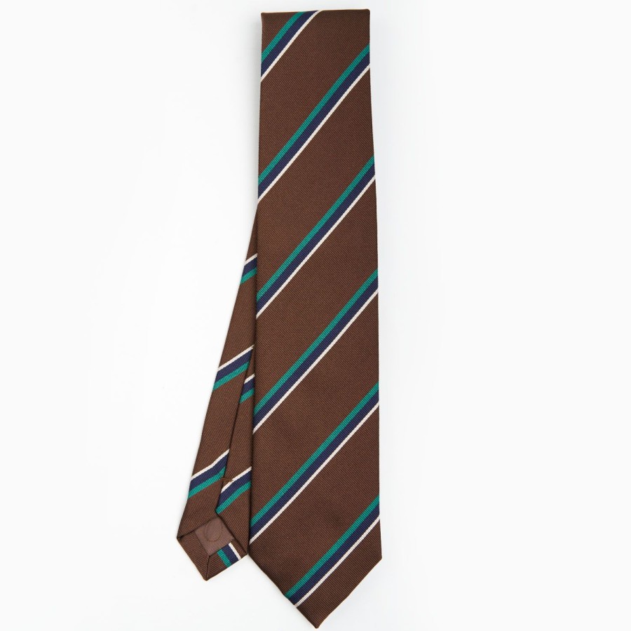 Hot E.Marinella Dark Brown Sartorial Striped Silk Tie