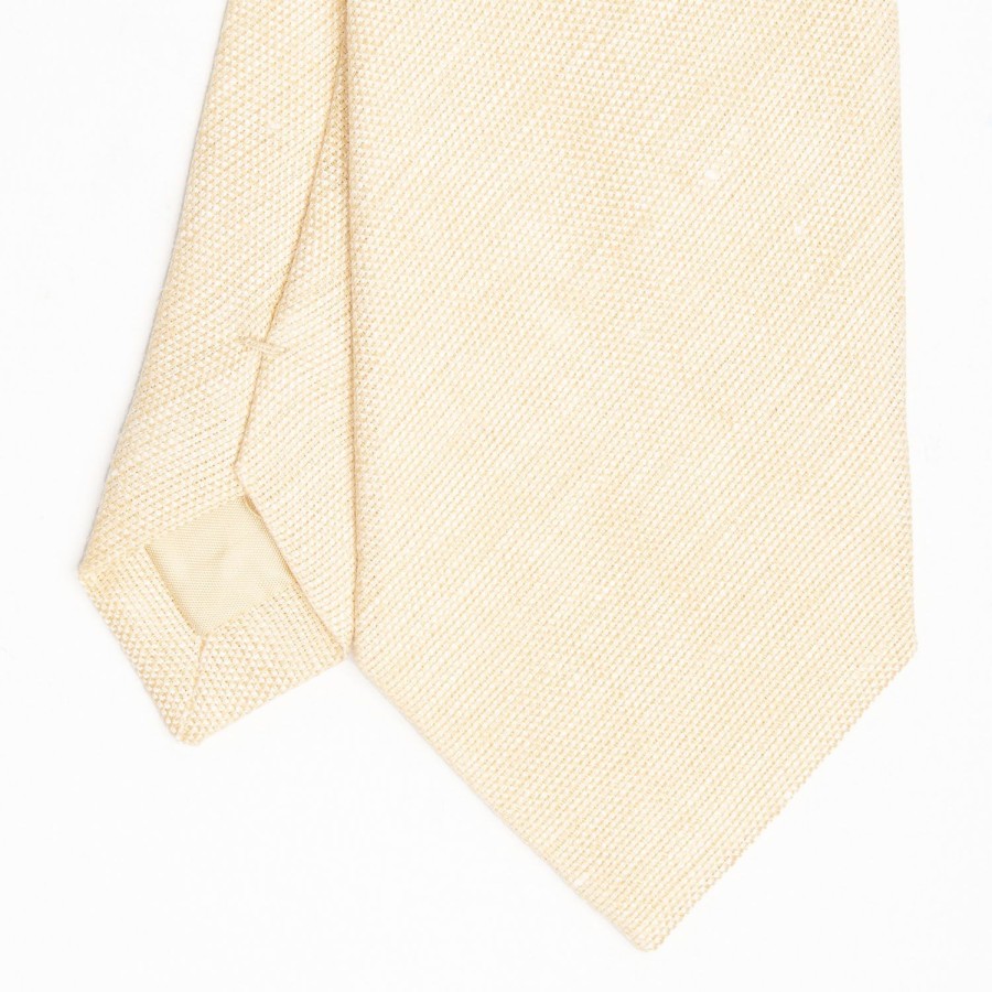 New E.Marinella Yellow Sartorial Linen Tie Solid Color