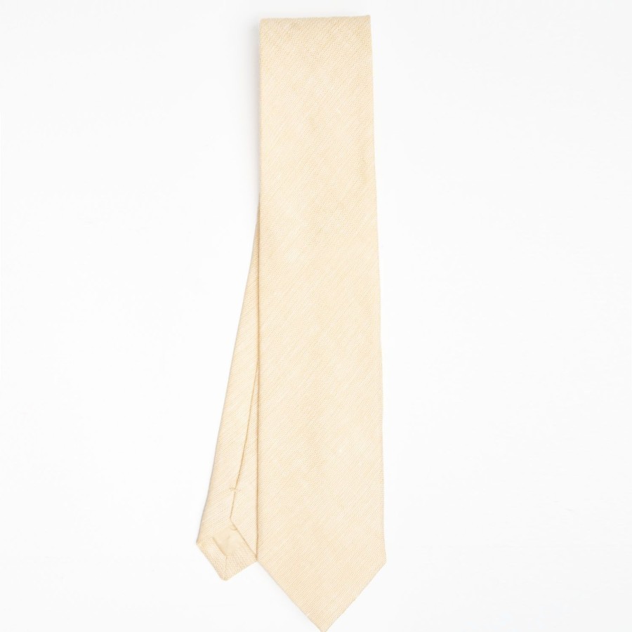 New E.Marinella Yellow Sartorial Linen Tie Solid Color