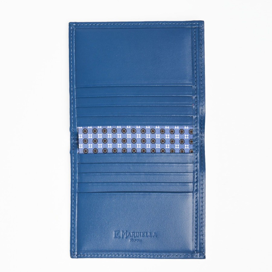 Best E.Marinella Powder Blue Small Wallet In Silk And Leather