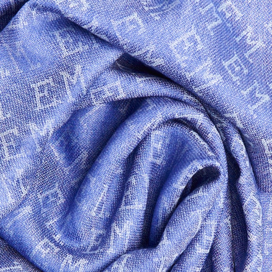 Clearance E.Marinella Bluette Em Logo Scarf In Wool And Cashmere