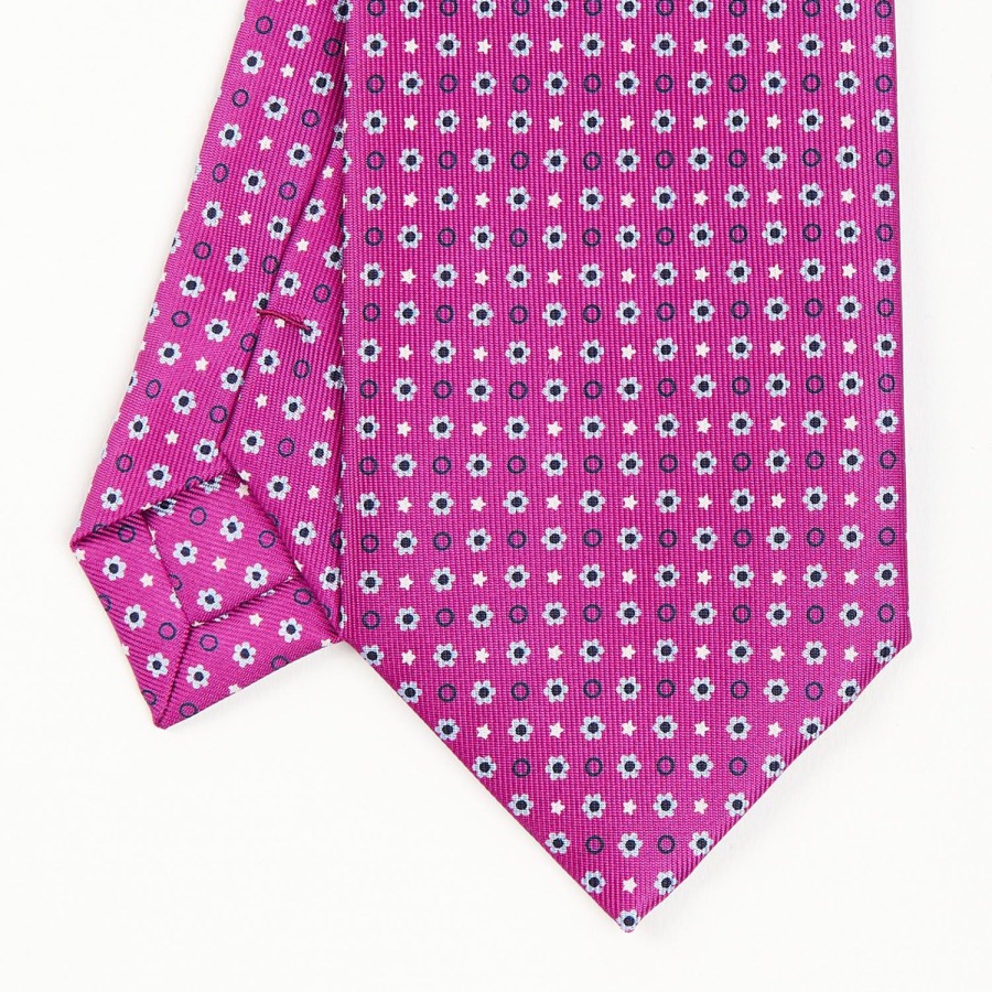 Online E.Marinella Fuchsia Sartorial Classic Silk Tie - Small Flower Pattern