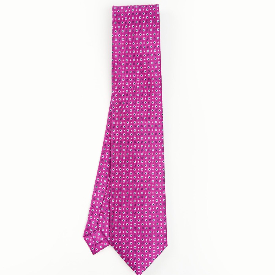 Online E.Marinella Fuchsia Sartorial Classic Silk Tie - Small Flower Pattern