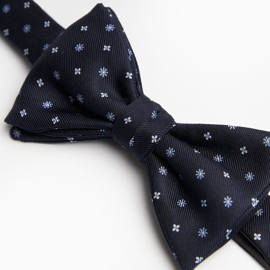 Best E.Marinella Dark Blue Pre-Knotted Silk Bowtie - Mall Flower Pattern