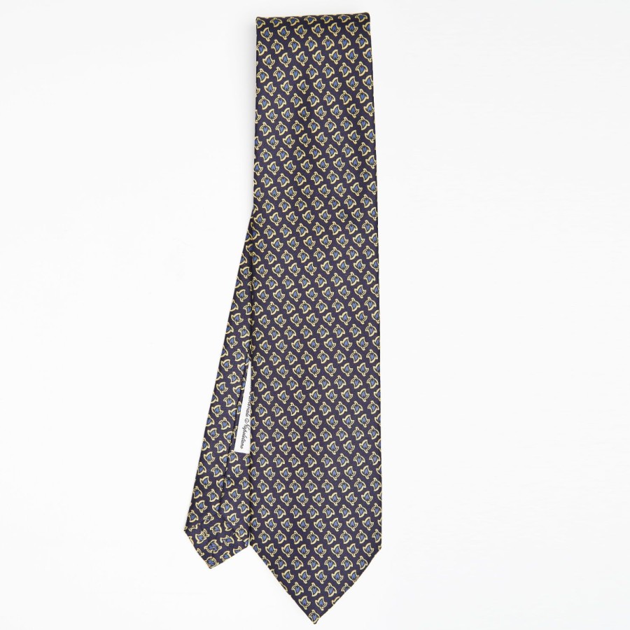 Online E.Marinella Dark Blue Archivio Collection Silk Tie 1934-01