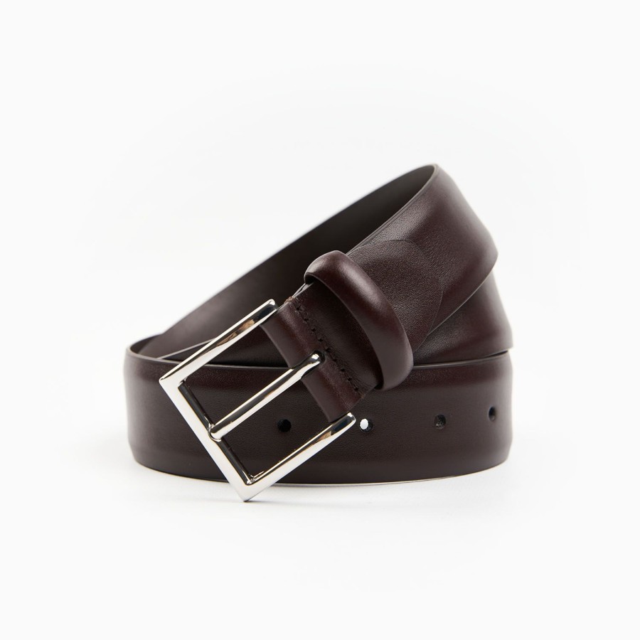 New E.Marinella Classic Chocolate Dark Leather Belt 35 Mm