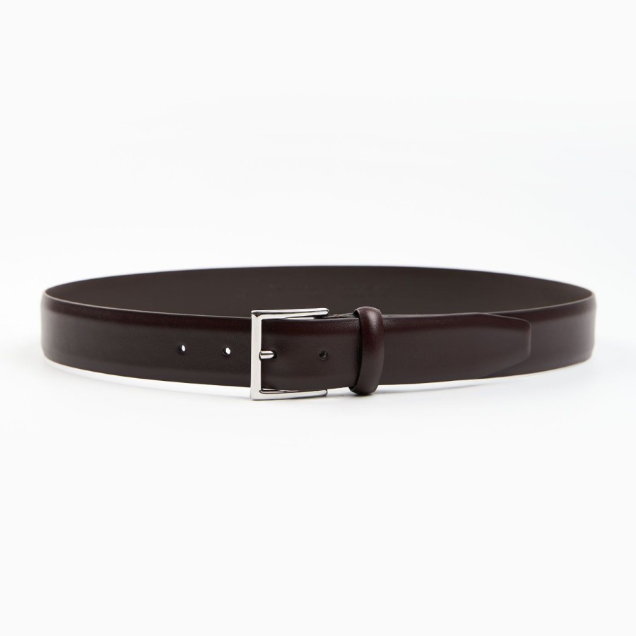 New E.Marinella Classic Chocolate Dark Leather Belt 35 Mm