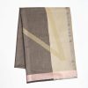 Clearance E.Marinella Beige And Gray Cashmere Stole With Pink Silk Detail