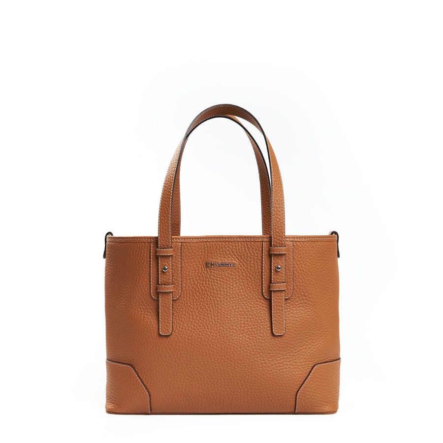 Clearance E.Marinella Tan Textured Leather Midi Tote Bag