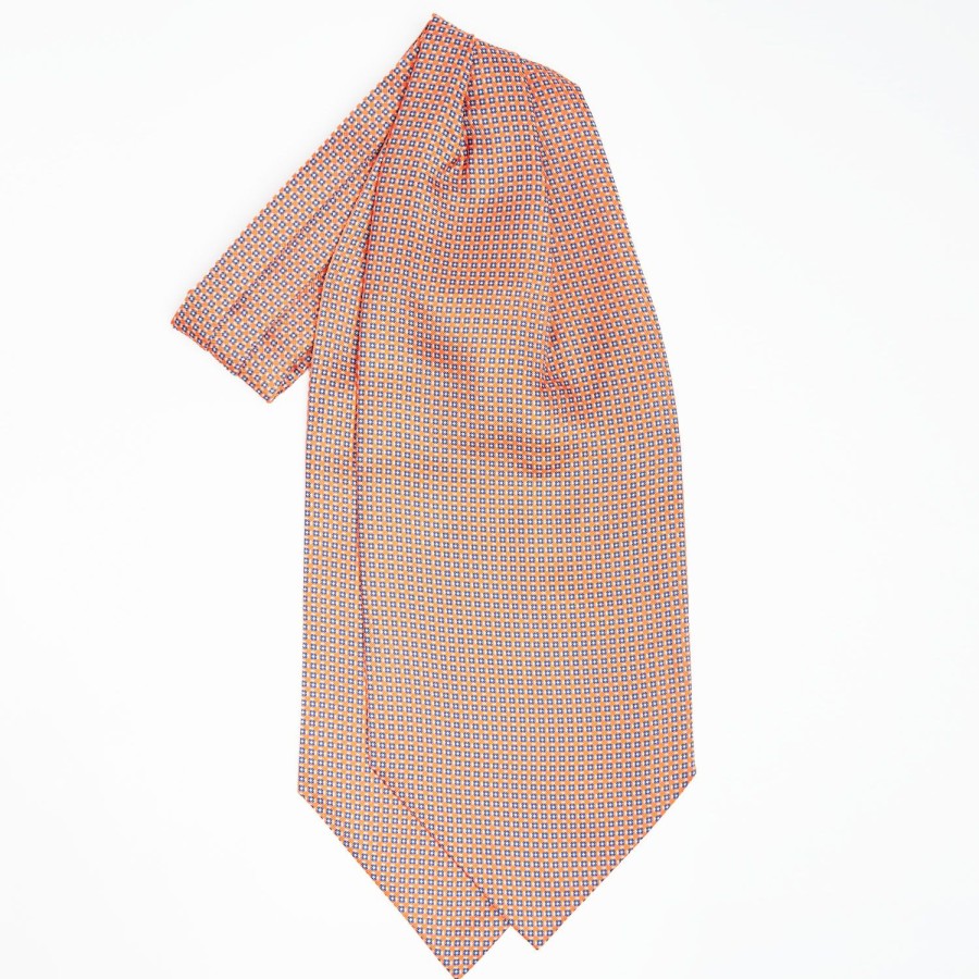 Wholesale E.Marinella Ascot Tie In Orange Silk - Small Flower Designs