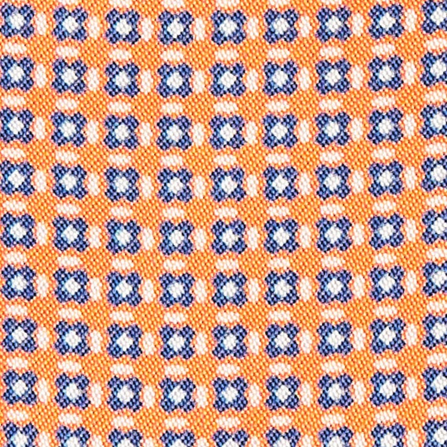 Wholesale E.Marinella Ascot Tie In Orange Silk - Small Flower Designs