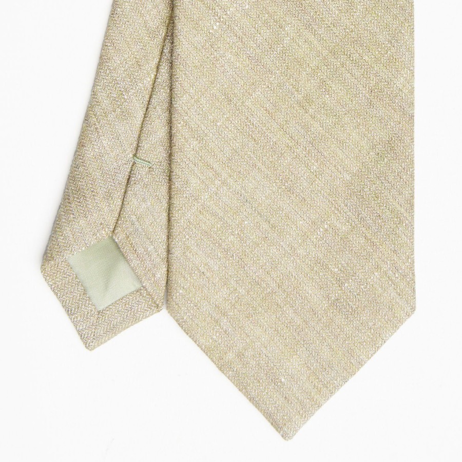 Clearance E.Marinella Beige Sartorial Linen And Cotton Tie - Solid Color