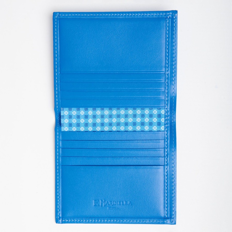 Clearance E.Marinella Mid Blue Small Wallet In Silk And Leather