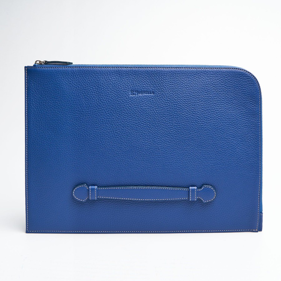 Best E.Marinella Bluette Leather Portfolio With Strap