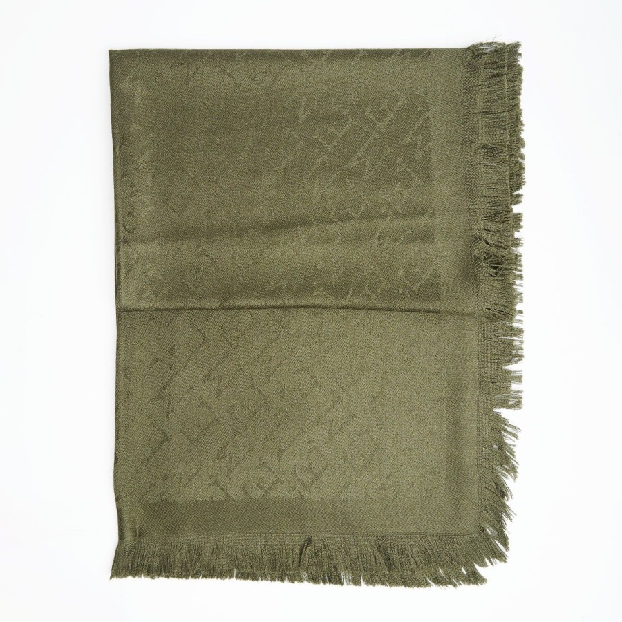 Hot E.Marinella Dark Green Em Logo Wool And Silk Stole