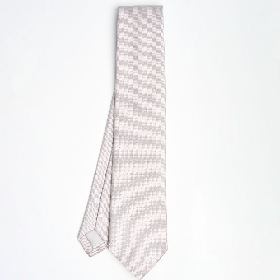 Wholesale E.Marinella Light Grey Sartorial Jacquard Silk Tie - Solid Colours