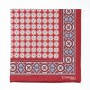 Hot E.Marinella Burgundy Hand-Printed Silk Pocket Square Large Flower Pattern