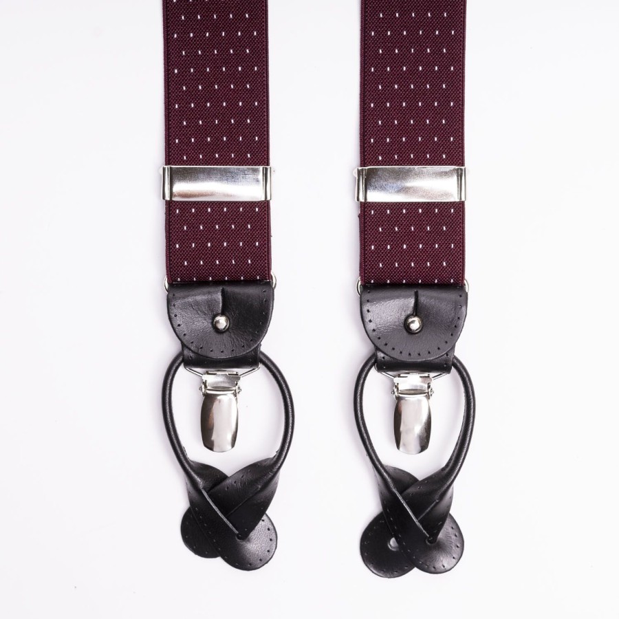 Clearance E.Marinella Burgundy Polka Dot Pattern Braces