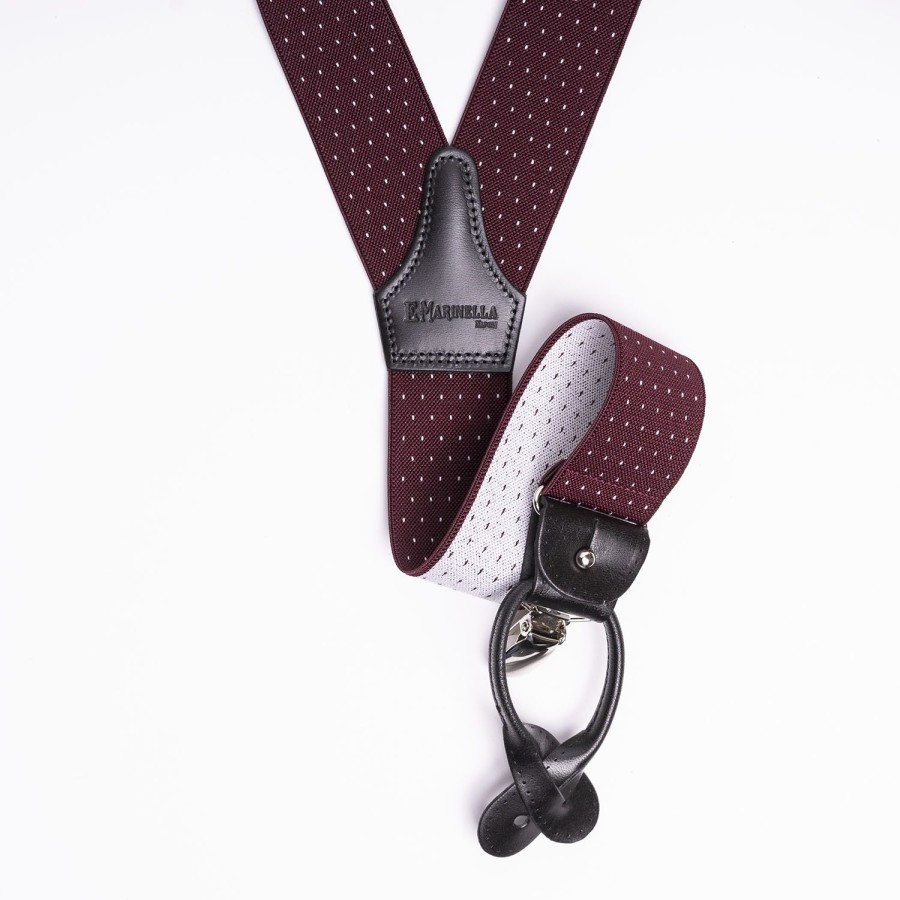 Clearance E.Marinella Burgundy Polka Dot Pattern Braces