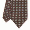 Hot E.Marinella Dark Brown Sartorial Classic Silk Tie - Small Flower Pattern