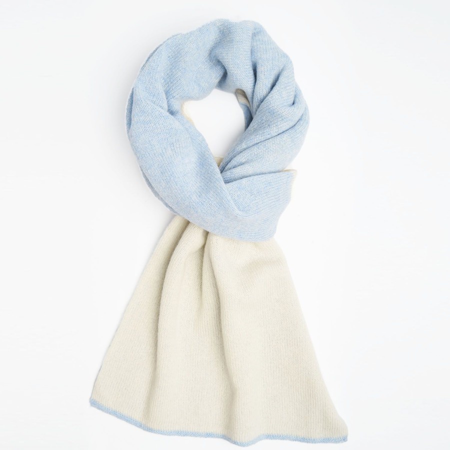 Online E.Marinella Light Blue And Beige Two-Tone Solid Cashmere Neck Warmer