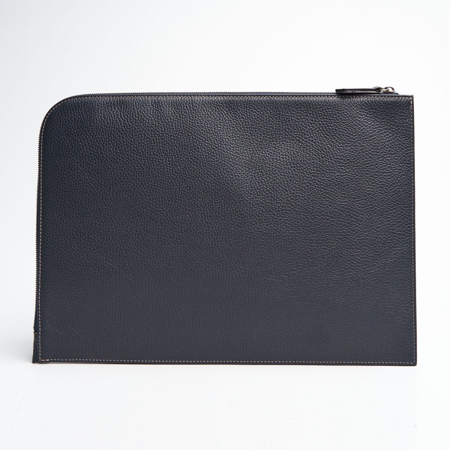 Online E.Marinella Blue Leather Portfolio With Strap