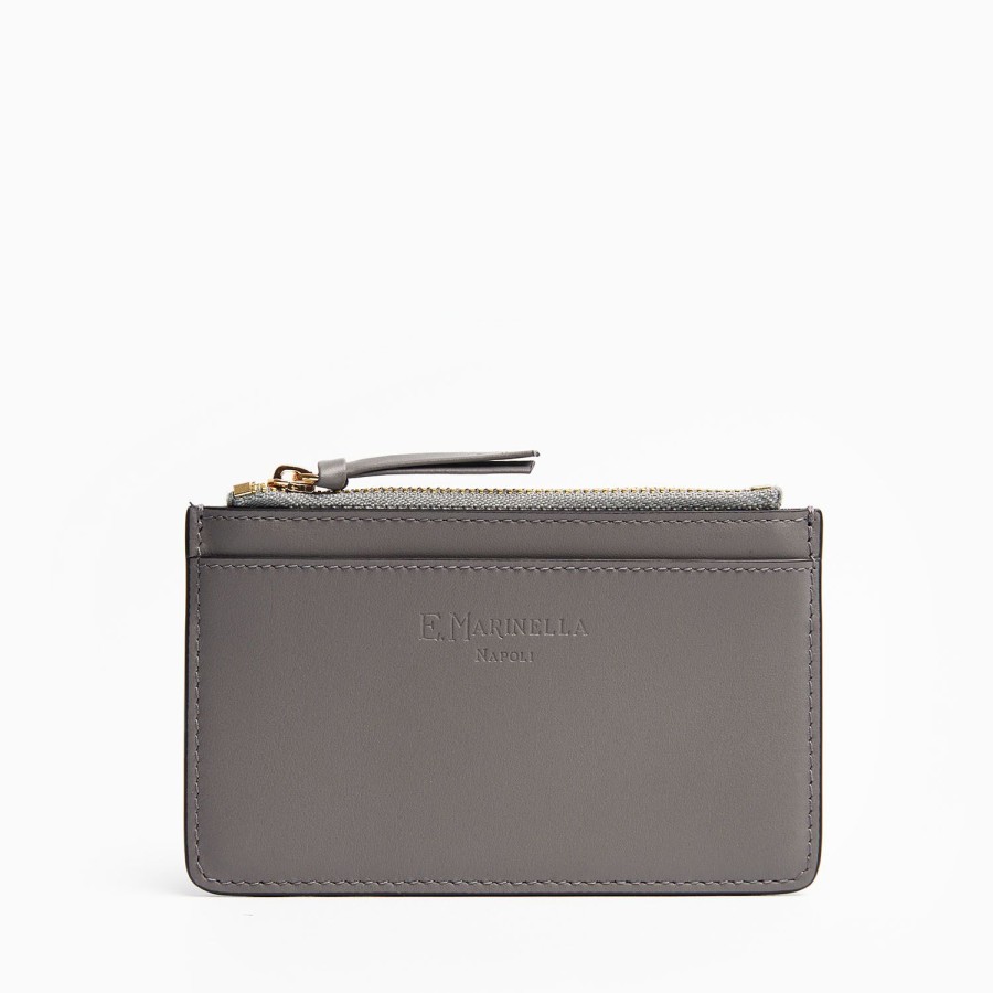 Best E.Marinella Grey Leather Zip Credit Card Holder