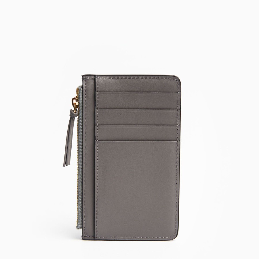 Best E.Marinella Grey Leather Zip Credit Card Holder