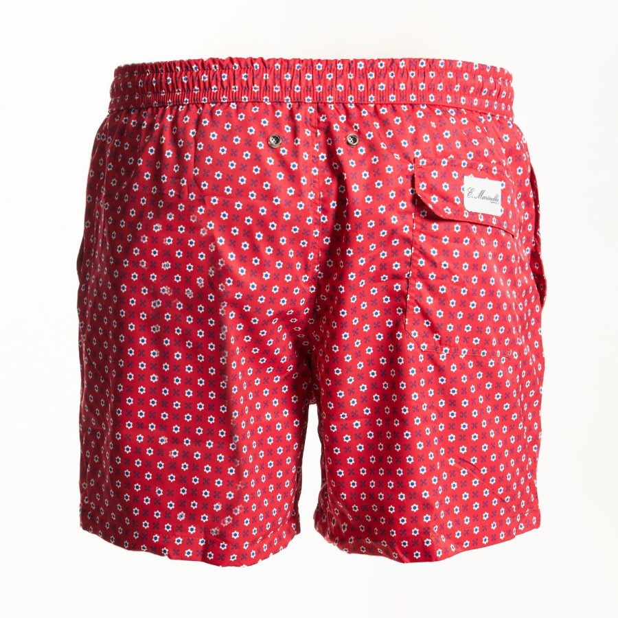 Best E.Marinella Red Swim Shorts- Large Patterns