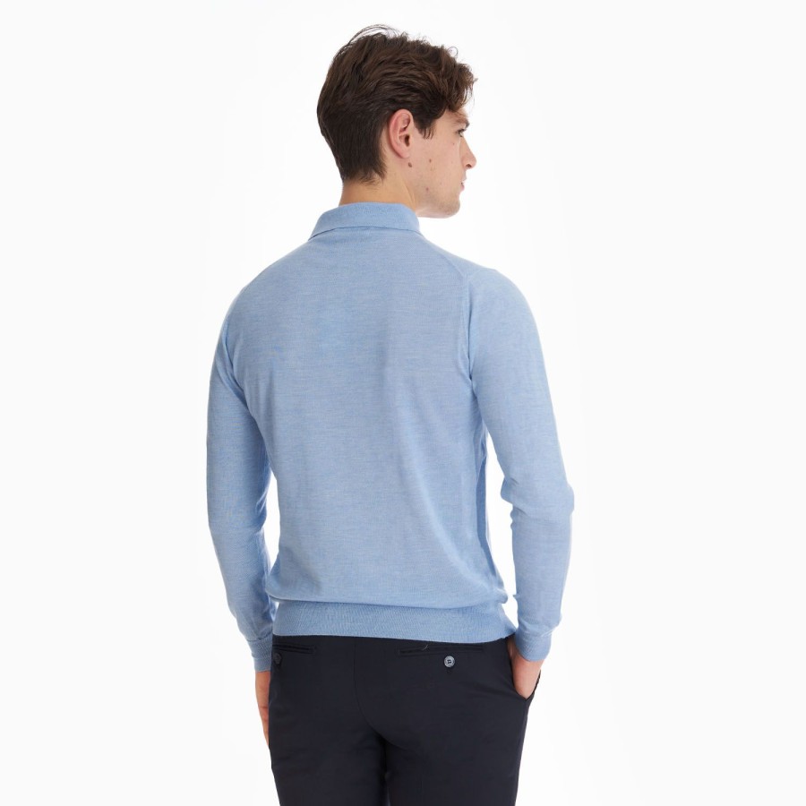 Hot E.Marinella Light Blue Cashmere And Silk Polo Shirt