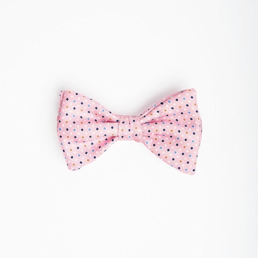 Hot E.Marinella Pink Pre-Knotted Silk Bowtie - Small Geometric Pattern