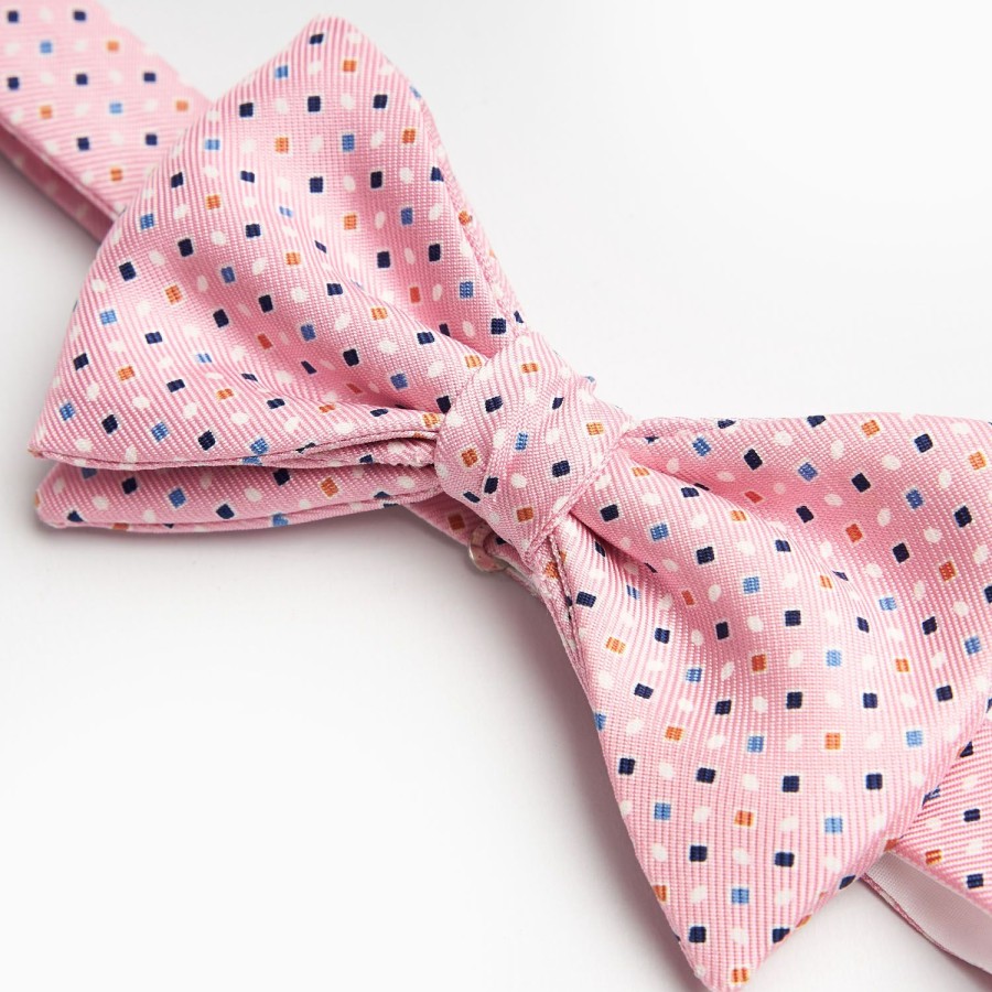 Hot E.Marinella Pink Pre-Knotted Silk Bowtie - Small Geometric Pattern