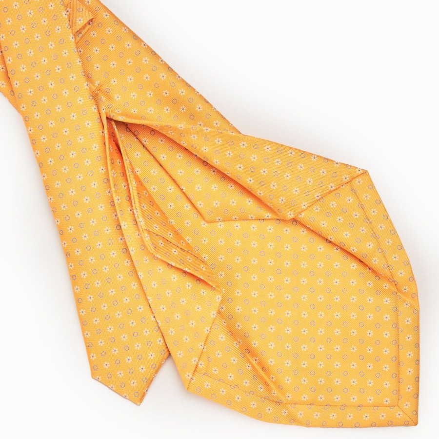 Online E.Marinella Yellow 5 Fold Sartorial Silk Tie - Small Flower Pattern