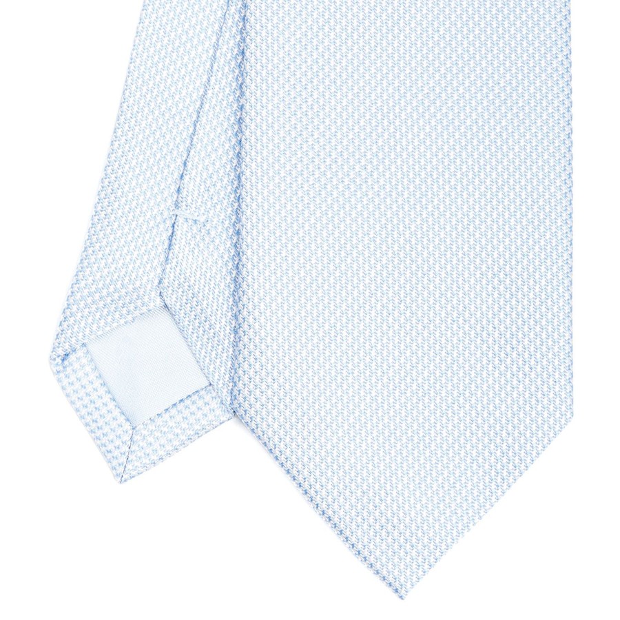 Hot E.Marinella Light Blue Ceremonial Jacquard Silk Tie Small Geometric Pattern