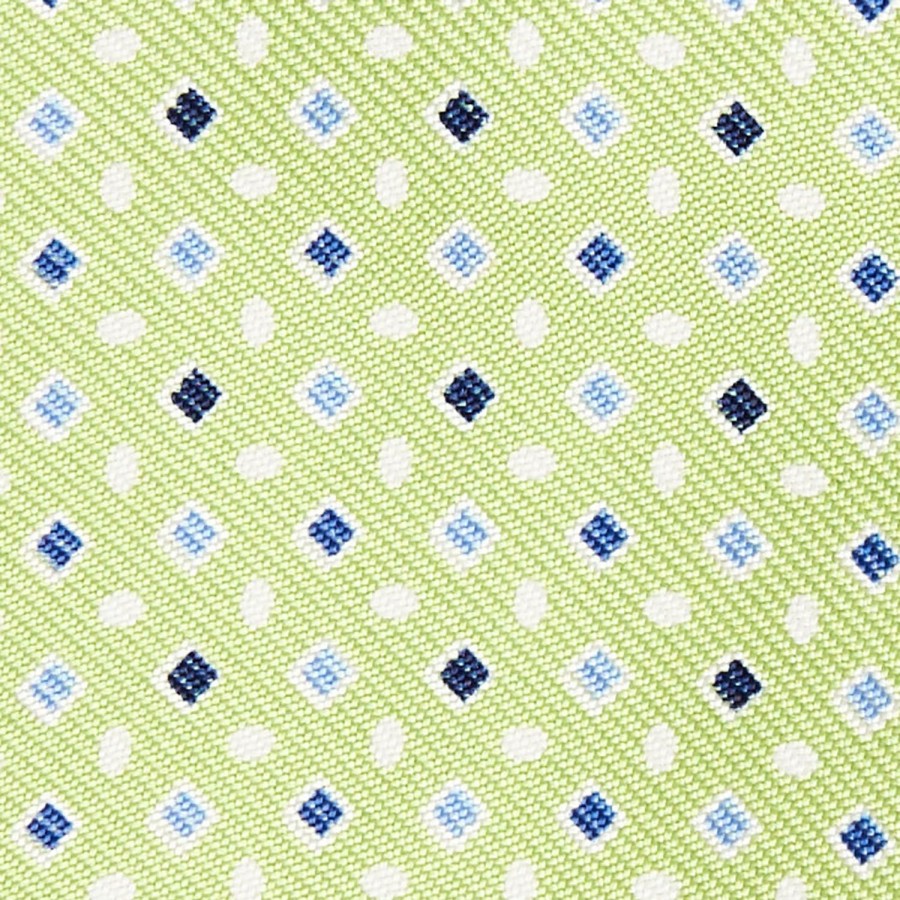 Hot E.Marinella Light Green Silk Bowtie To Self-Tie - Small Geometric Pattern