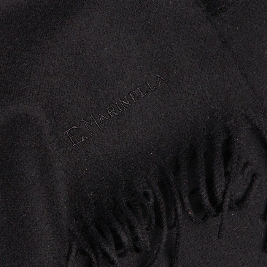 Clearance E.Marinella Black Solid Wool Scarf