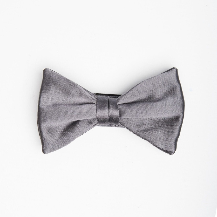 Best E.Marinella Dark Grey Pre-Knotted Silk Satin Bowtie - Solid Color