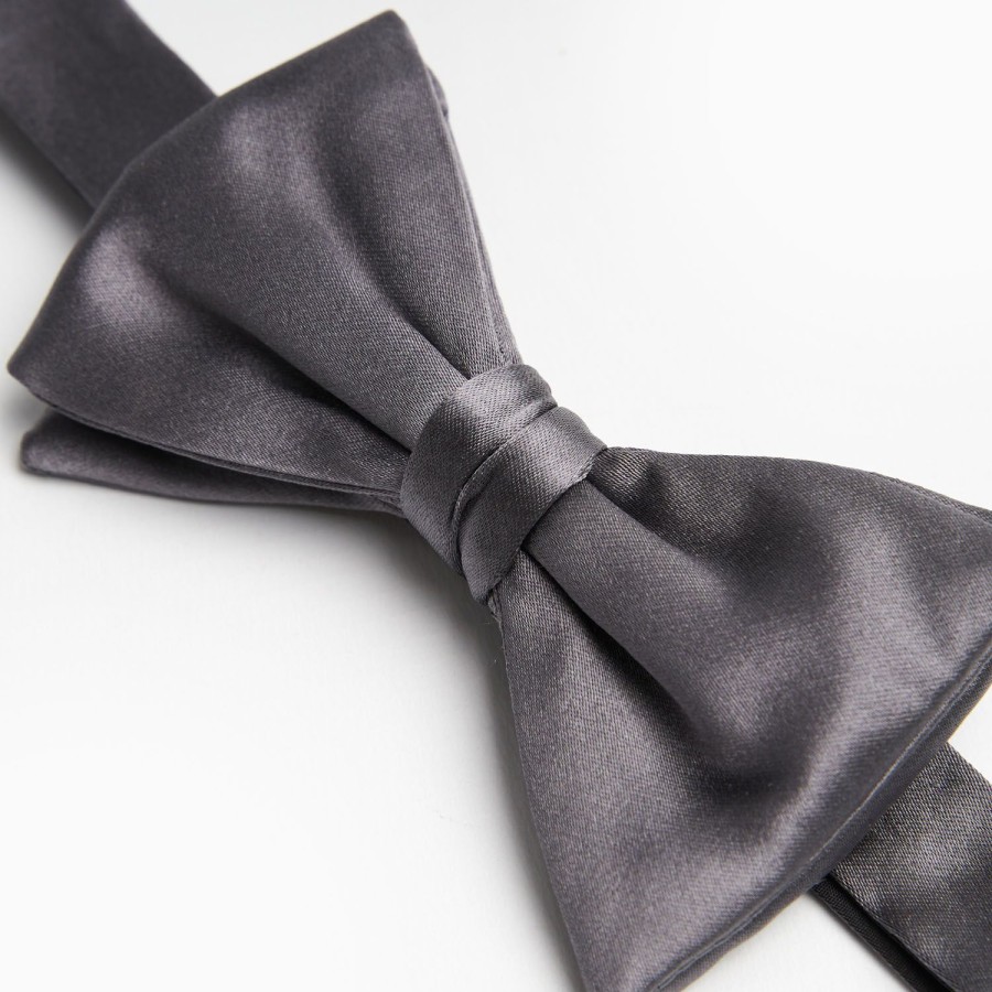 Best E.Marinella Dark Grey Pre-Knotted Silk Satin Bowtie - Solid Color