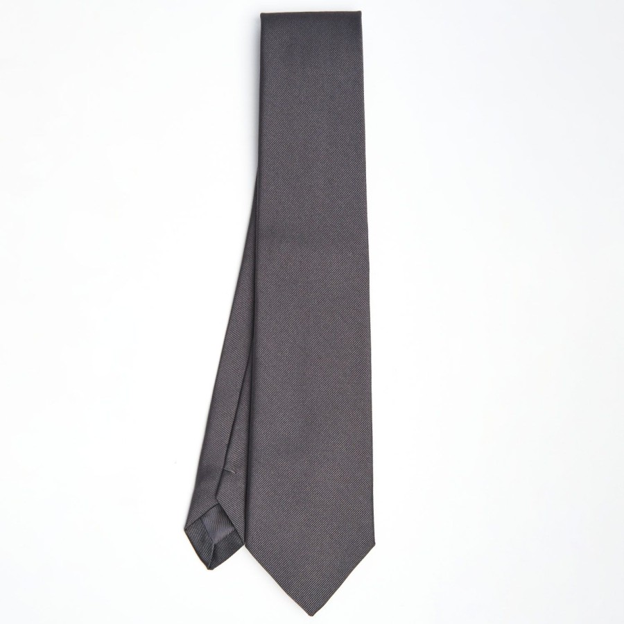 Wholesale E.Marinella Dark Grey Sartorial Jacquard Silk Tie - Solid Colours