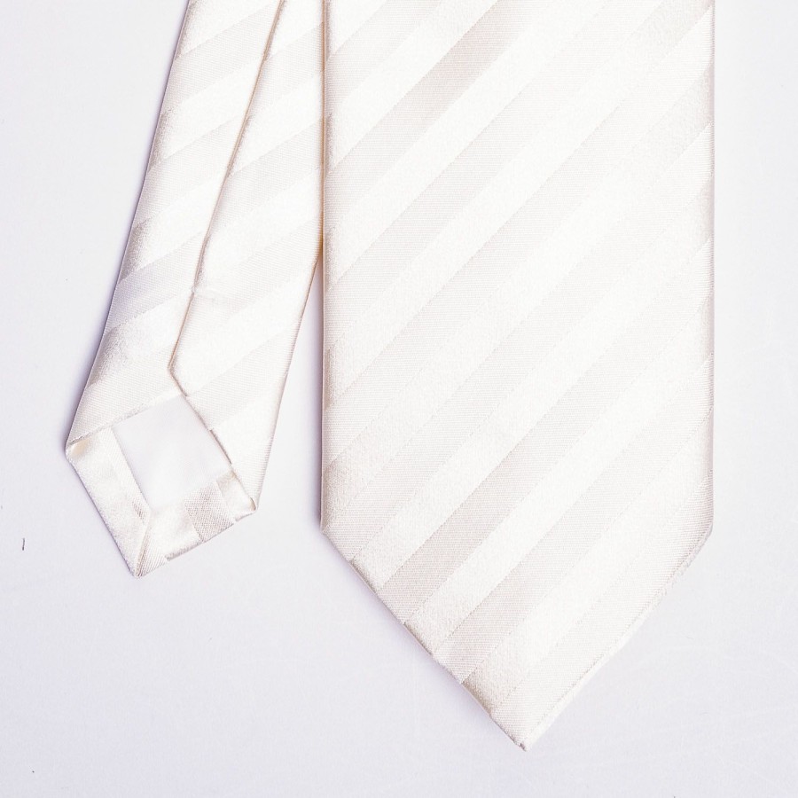 Hot E.Marinella Beige Striped Satin Silk Ceremony Tie