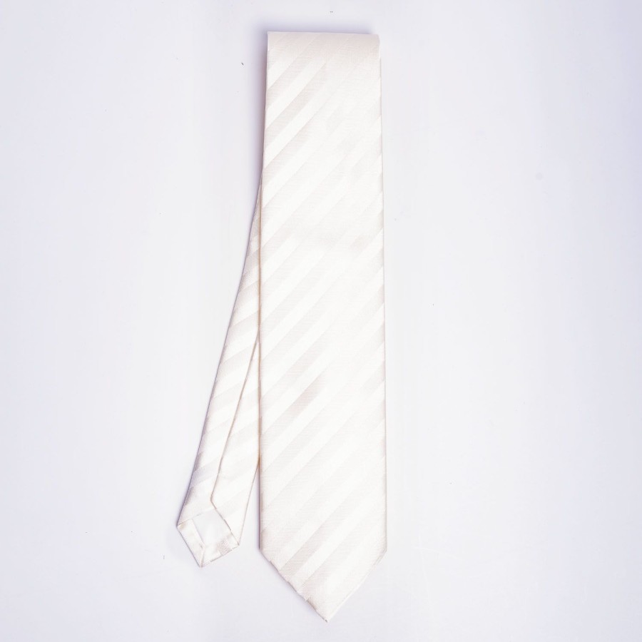 Hot E.Marinella Beige Striped Satin Silk Ceremony Tie