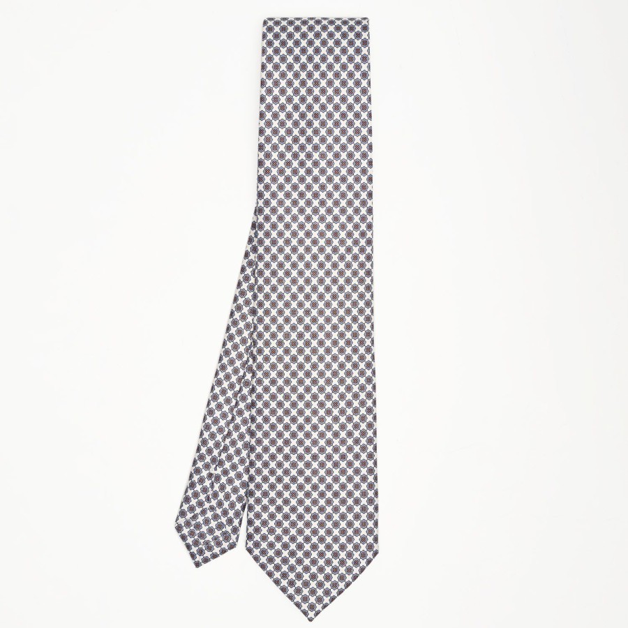 Best E.Marinella White Sartorial Classic Silk Tie Small Flower Pattern