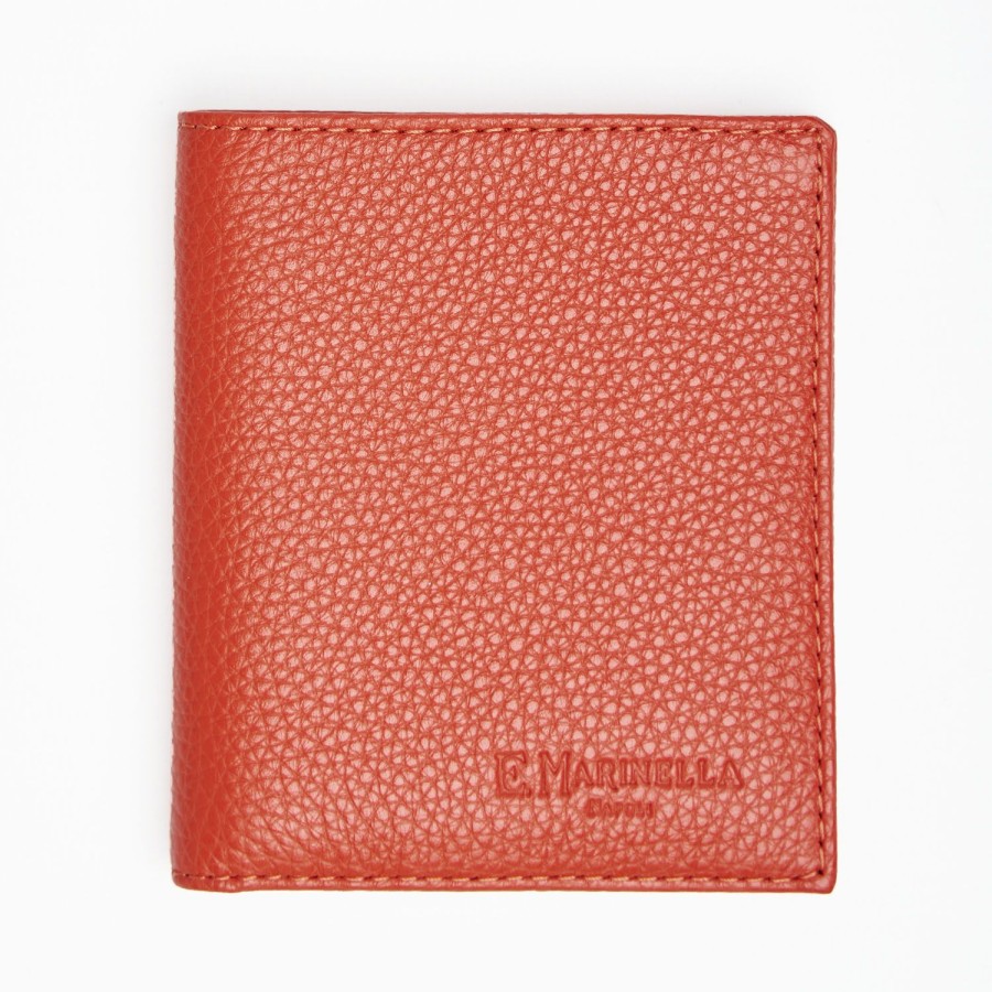 Wholesale E.Marinella Orange Hammered Leather Small Wallet