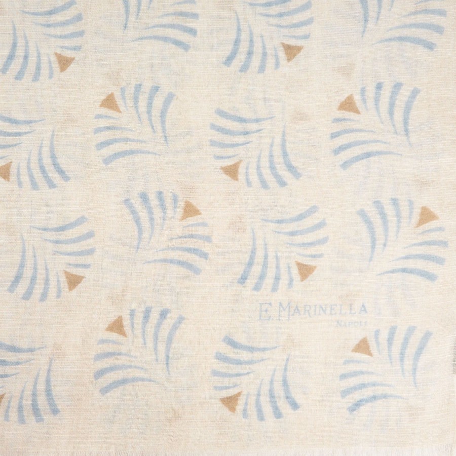 Hot E.Marinella Beige Cotton And Linen Scarf - Light Blue Fans