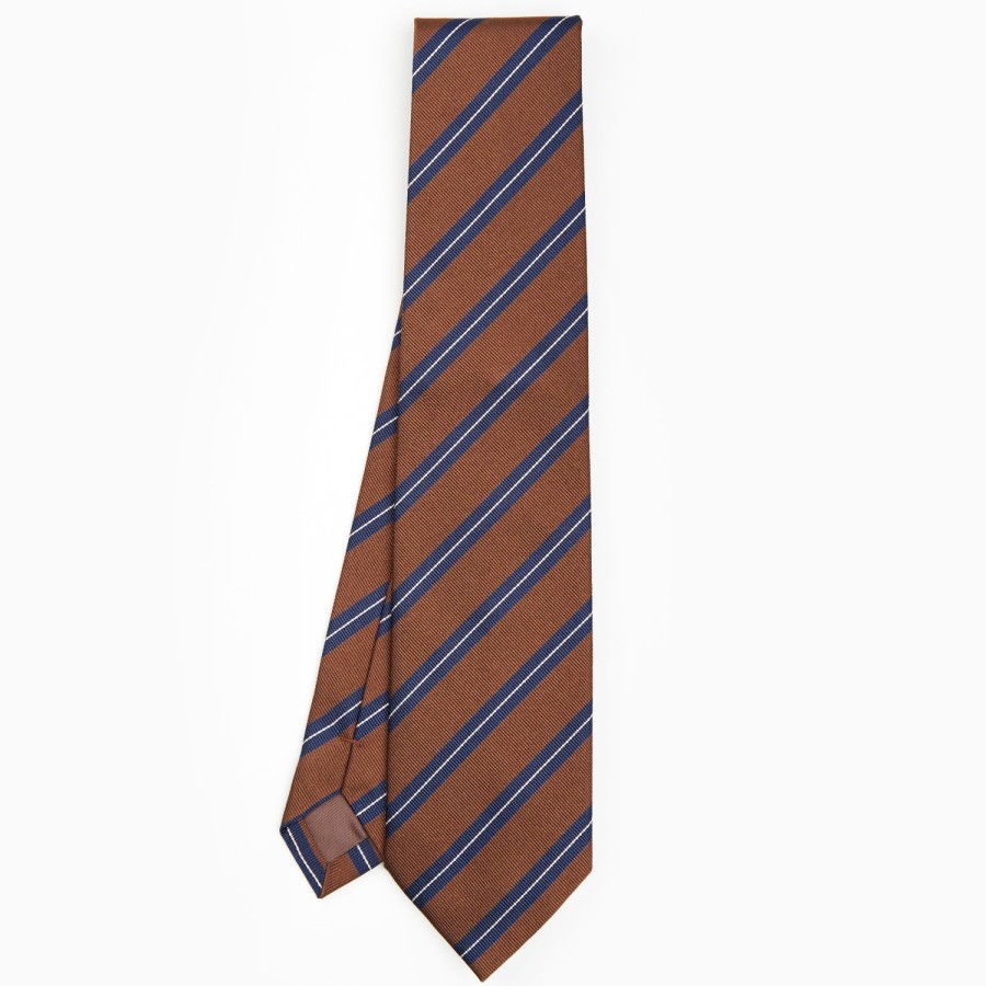 Best E.Marinella Dark Brown Sartorial Striped Silk Tie