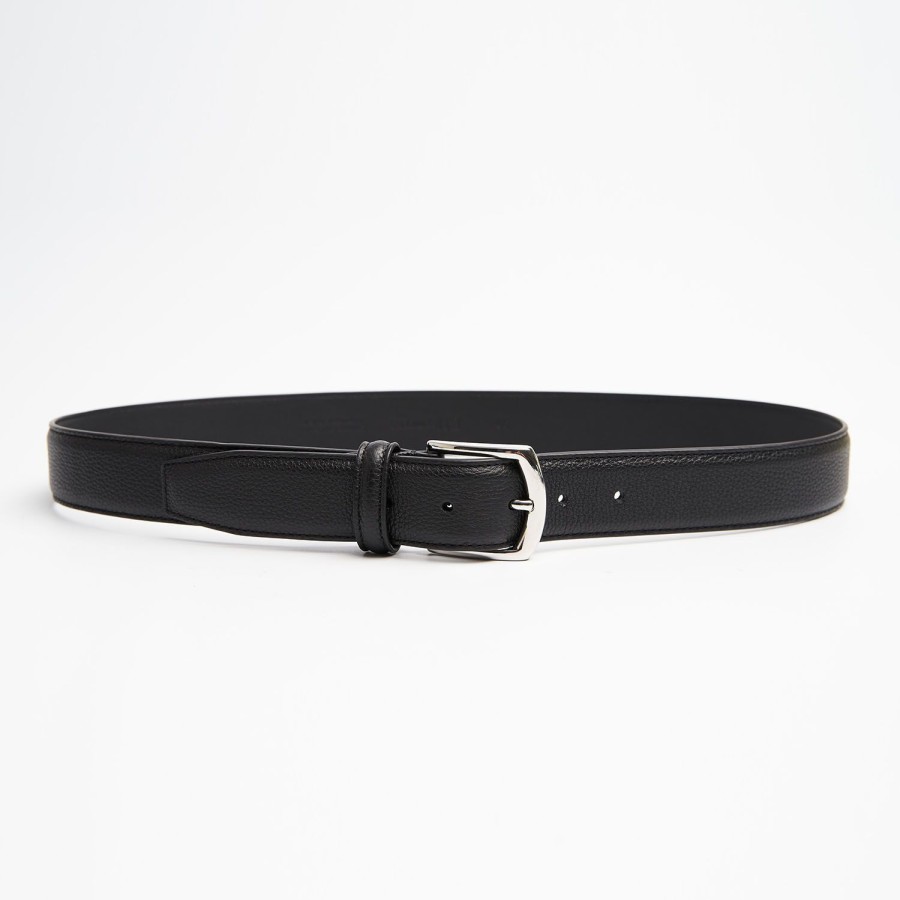 Best E.Marinella Black Belt In Fine-Grained Leather