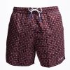 New E.Marinella Burgundy Swim Short - Small Flower Pattern