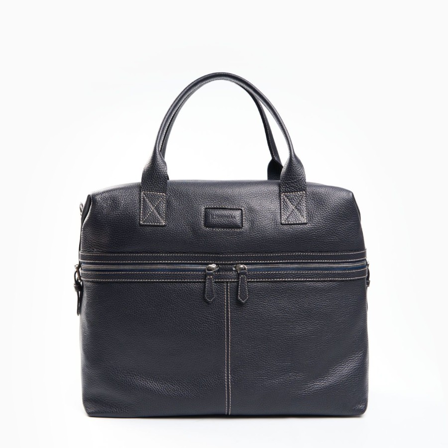 Best E.Marinella Dark Blue Leather Travel Bag