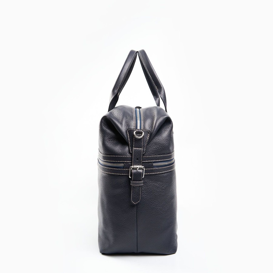 Best E.Marinella Dark Blue Leather Travel Bag