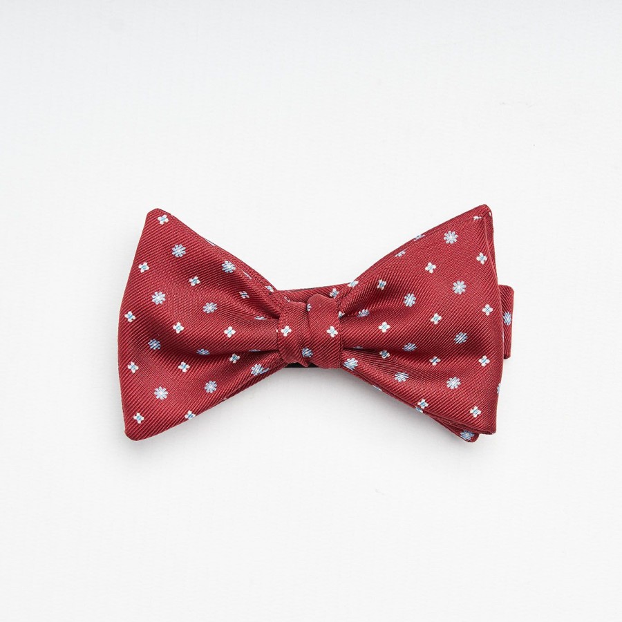 Best E.Marinella Burgundy Pre-Knotted Bowtie- Small Flower Pattern